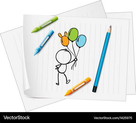 A paper with drawing of pencil crayons Royalty Free Vector