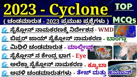 cyclone 2023|2023 ಚಂಡಮಾರುತಗಳು|General knowledge 2023|ಪ್ರಚಲಿತ ಘಟನೆಗಳು|current affairs - YouTube