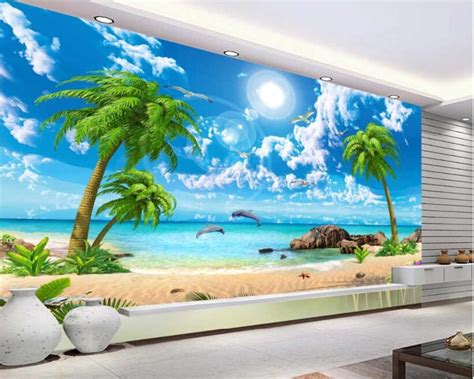 🔥 Free download beibehang 3D Wallpaper Mural HD Seaview Coconut Beach Landscape TV [1000x800 ...