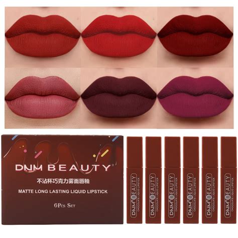 Buy evpct 6Pcs Long Lasting Dark Red Black Matte Liquid Lipsticks Set ...