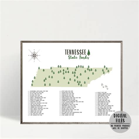 Tennessee State Parks Map | Tennessee Map Print | Gift For Adventurer ...