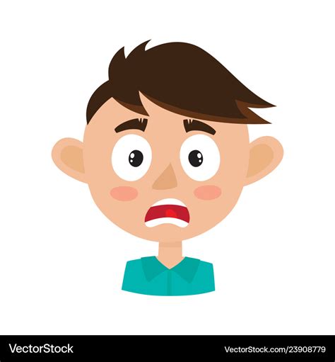 Boy scared face expression cartoon Royalty Free Vector Image