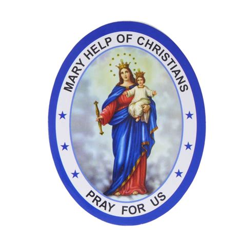 Mary help of Christians double sided window sticker 9.2cm Catholic auto ...