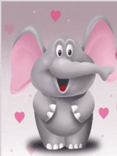 animated free gif: I love you Dumbo Elephant animal mobile screen saver Valentine's day 3d gif ...