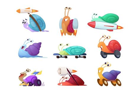 Fast cartoon snails. Business in 2023 | Character design, Slowest ...