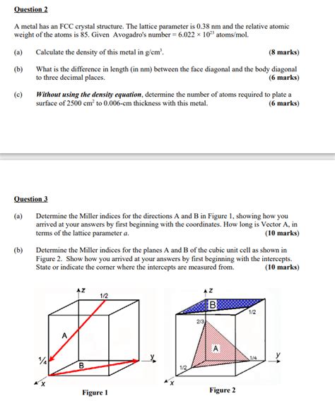 Solved A metal has an FCC crystal structure. The lattice | Chegg.com