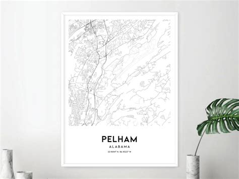 Pelham Map Print Pelham Map Poster Wall Art Al City Map - Etsy