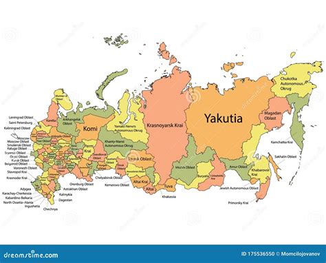 Federal Map of Russia stock vector. Illustration of federal - 175536550