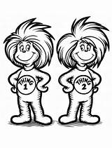 Thing Coloring Two Pages Seuss Dr Color Clipart Number Template Print  sketch template