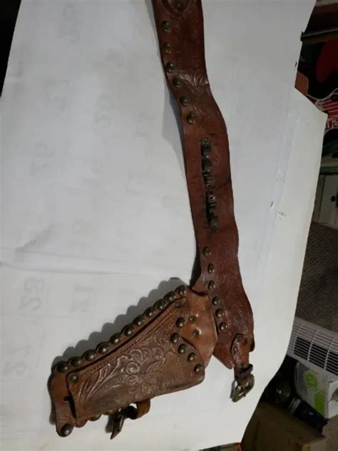 VTG CHILD KIDS Toy WESTERN BOY Leather Cap Gun Holster Belt Studded ...