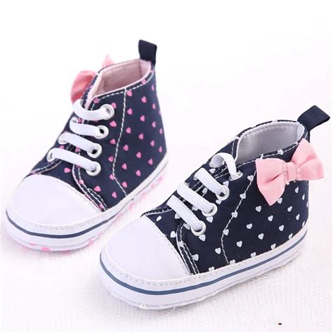 1 Pair Dots Heart Autumn Lace Up First Walkers Sneakers Shoes Toddler ...