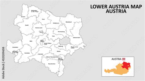 Lower Austria Map. State and district map of Lower Austria ...