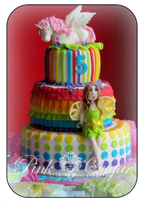 Pink Sugar: Rainbow Unicorn & Fairy Birthday Cake...