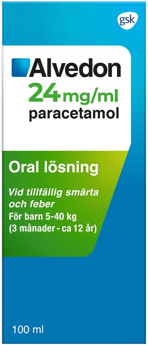 Alvedon Oral lösning 24mg/ml 100 ml | lyko.com