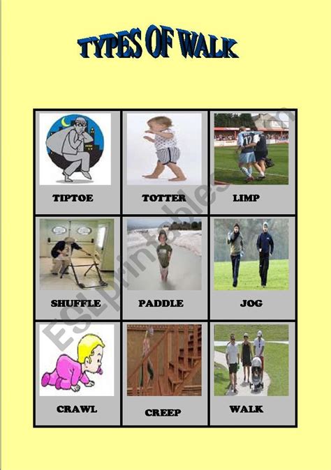 PICTONARY ABOUT TYPES OF WALK - ESL worksheet by sanylo