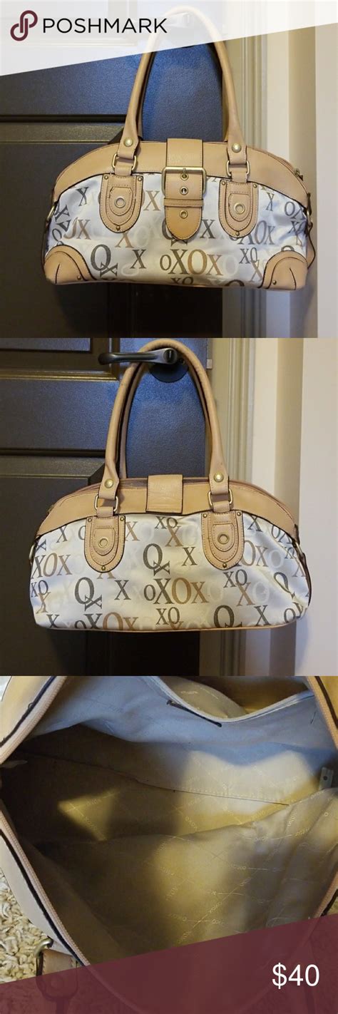 XOXO Handbag - White, Tan, and Brown with Buckle Detail