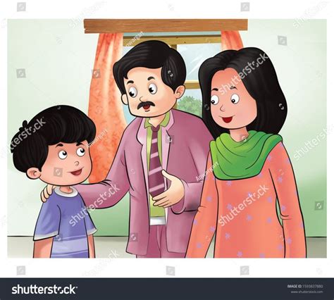 Illustration Father Mother Talking Child Stock Illustration 1593837880 | Illustration, Children ...