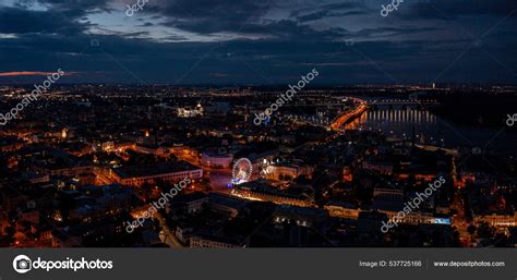 Aerial night view of the the Kyiv city center at night. – Stock Editorial Photo © ingus ...