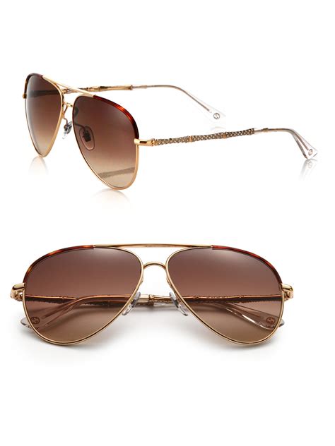 Lyst - Gucci 59mm Bamboo-detail Metal Aviator Sunglasses in Metallic