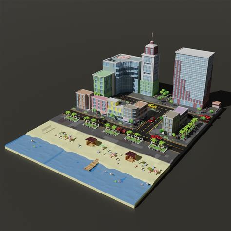 3D model Low-poly city VR / AR / low-poly | CGTrader