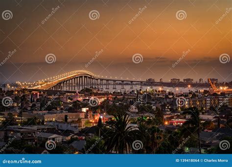 CORONADO BRIDGE 1 at SUNSET SAN DIEGO, CALIFORNIA from GRANT PARK Stock ...