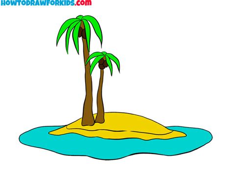 How to Draw an Island - Easy Drawing Tutorial For Kids