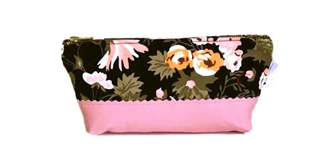 Floral Black Leather Makeup Bag | 144collection