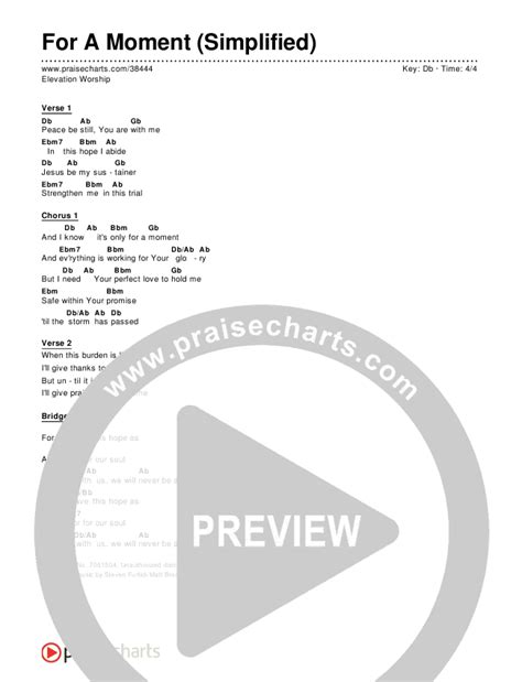 For A Moment (Simplified) Chords PDF () - PraiseCharts