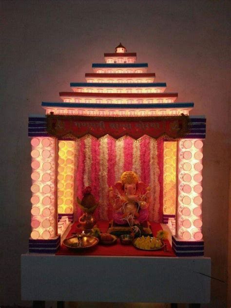 Ganpati decoration at home | Ganpati decoration at home, Decor, Home decor