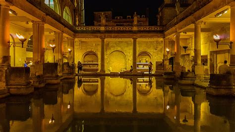 Torchlit Summer Evenings at the Roman Baths in Bath, England