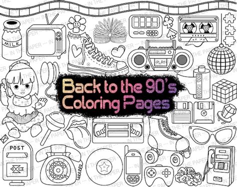 COLORING PAGES Back to the 90s Png Digital Download - Etsy