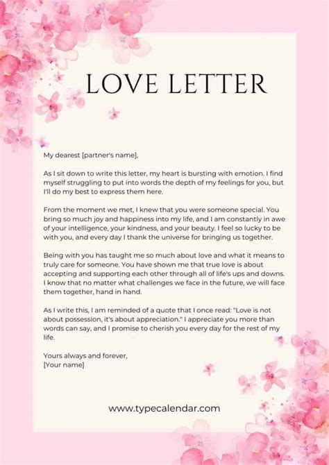 Free Printable Love Letter Templates [Word, PDF]