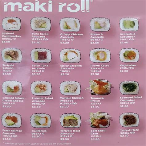 Menu at Sushi Hub restaurant, Cheltenham