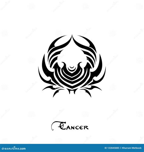 Cancer Zodiac Sign Tattoo Style Stock Illustration - Illustration of ...