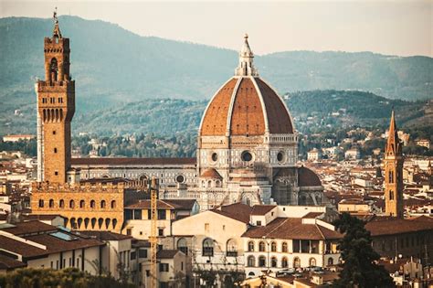 Premium Photo | Florence duomo aerial view from michelangelo square in florence, italy