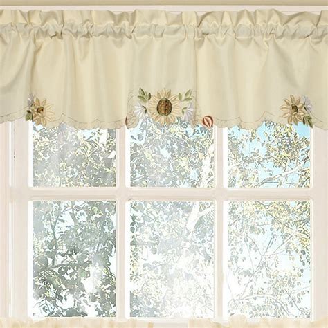 Sunflower Cream Embroidered Kitchen Curtains - 12 x 54 Valance - Walmart.com - Walmart.com