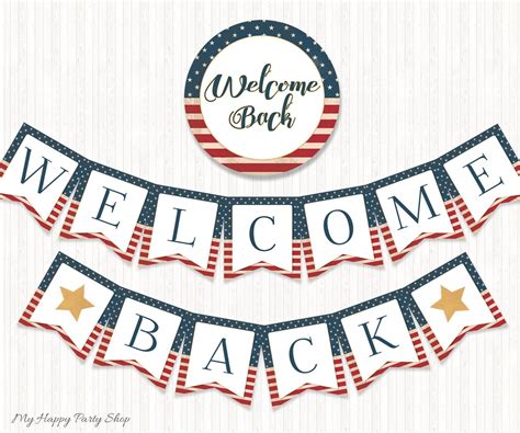 Welcome Back Banner America Flag Printable Military - Etsy