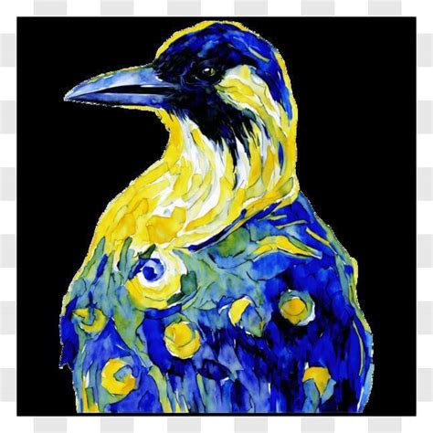 Download Vibrant Bird Painting in Yellow, Blue, and Black PNG Online - Creative Fabrica