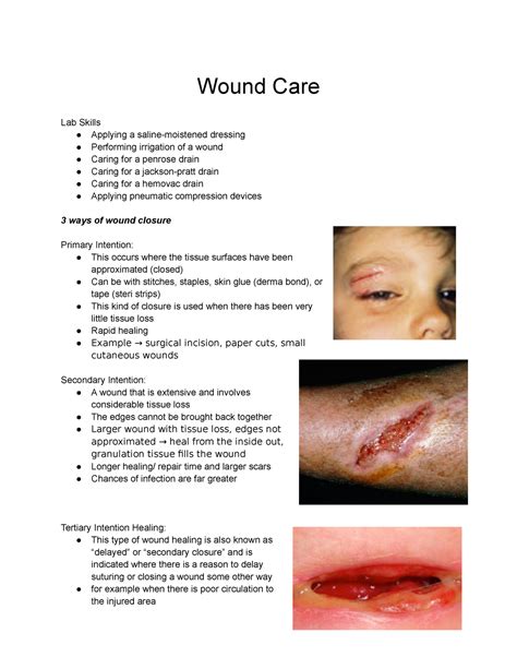 Module 5 - wound care - Wound Care Lab Skills Applying a saline-moistened dressing Performing ...