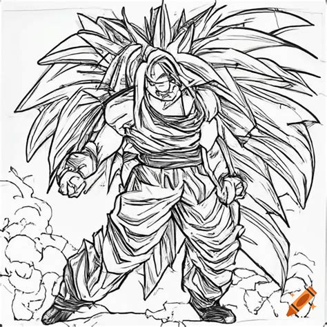 Coloring pages of goku and super saiyan characters from dragon ball z on Craiyon