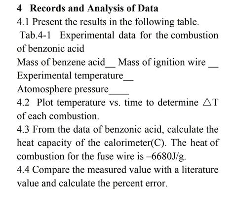 Solved answer the questions on heat of combustion experiment | Chegg.com