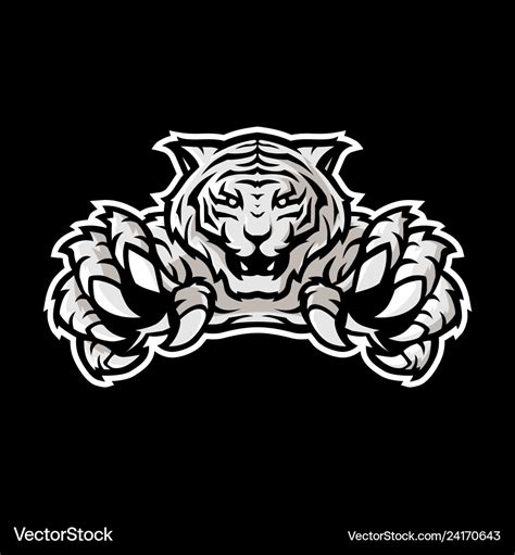 White tiger sport gaming logo template with black Vector Image