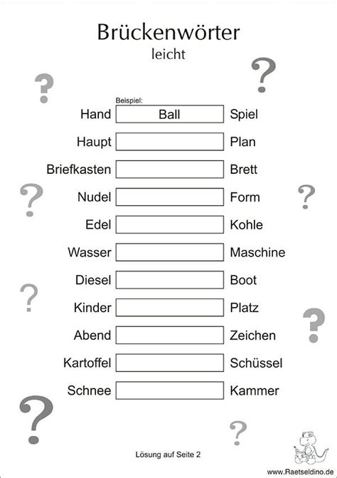 Brückenwörter Rätsel mit Lösung | Escape game, Escape room ...