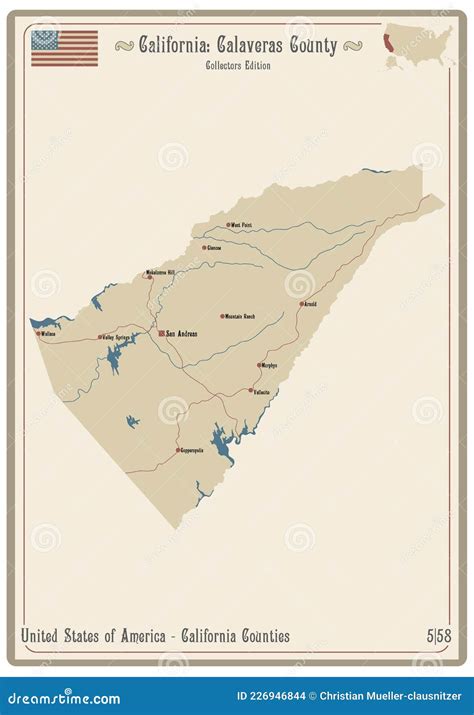 California - Calaveras County Map Vector Illustration | CartoonDealer ...