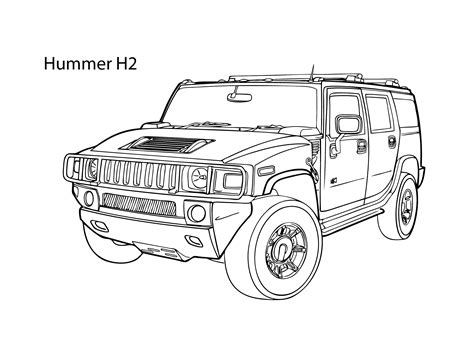 Super car Hummer H2 coloring page, cool car printable free | Truck coloring pages, Cars coloring ...