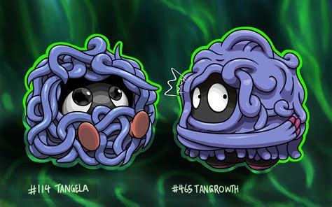 Download Cute Tangela And Tangrowth Artwork Wallpaper | Wallpapers.com