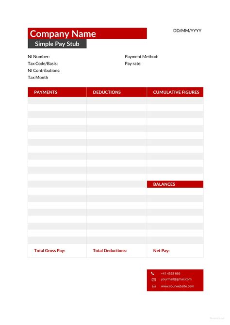 Simple Pay Stub Template in Microsoft Word, Excel | Template.net