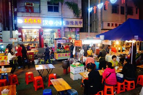 Shenzhen, China: Food Street at Night Landscape Editorial Stock Image - Image of tourists ...