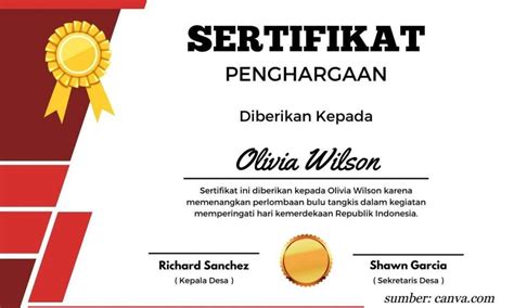 7 Contoh Sertifikat Penghargaan, Seminar, Pemateri, dan Lomba. Dilengkapi Pengertian hingga Cara ...