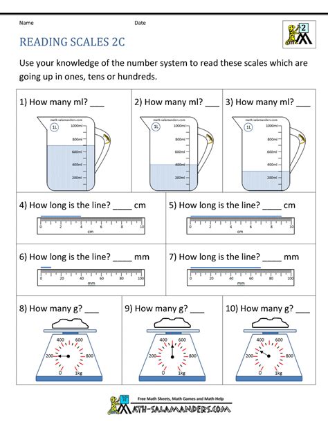 Measuring Worksheet 2Nd Grade / Printable Length And Height Measurement Worksheets For Grades 1 ...